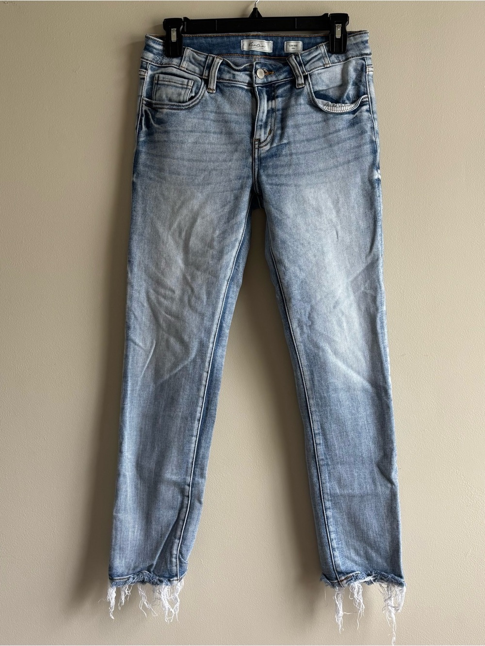 KanCan Light Blue Skinny Jeans with Frayed Hem - Low rise
